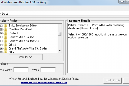 Universal Widescreen Patcher v1.03